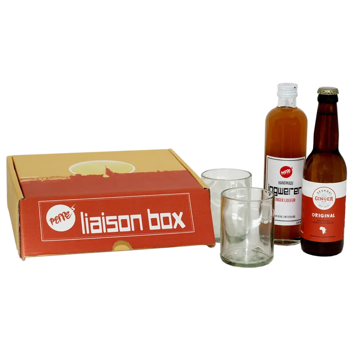 Peppes Bio Ingwerer liaisonbox glaeser overview Peppe's Ingwerer - Schweizer Bio Ingwer-Likör - Handgemacht