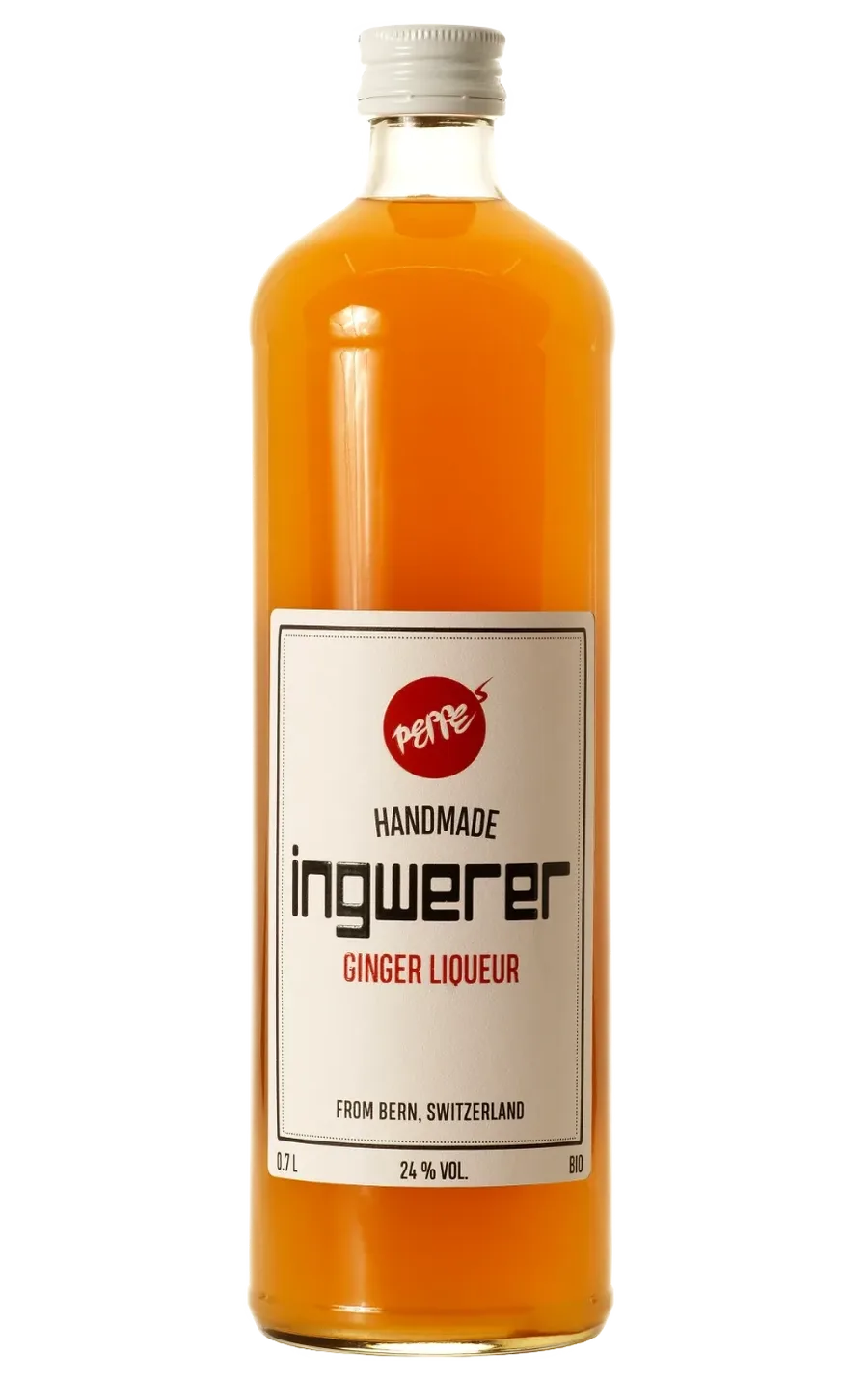 Peppes Ingwerer 70cl v2 Peppe's Ingwerer - Schweizer Bio Ingwer-Likör - Handgemacht